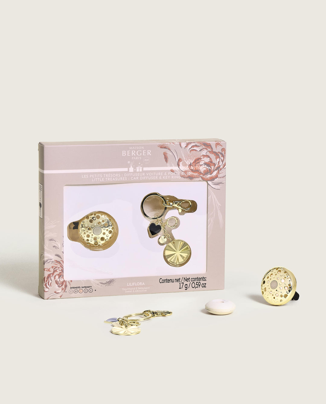 Geschenkbox Ophelia "Kleine Schätze" - Autodiffuser + Schlüsselanhänger Gold - Liliflora