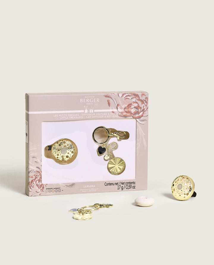 Geschenkbox Ophelia "Kleine Schätze" - Autodiffuser + Schlüsselanhänger Gold - Liliflora