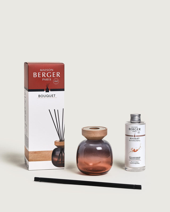 Raumduft Diffuser Wood Grau/Rot - Sprudelnde Lebensfreude