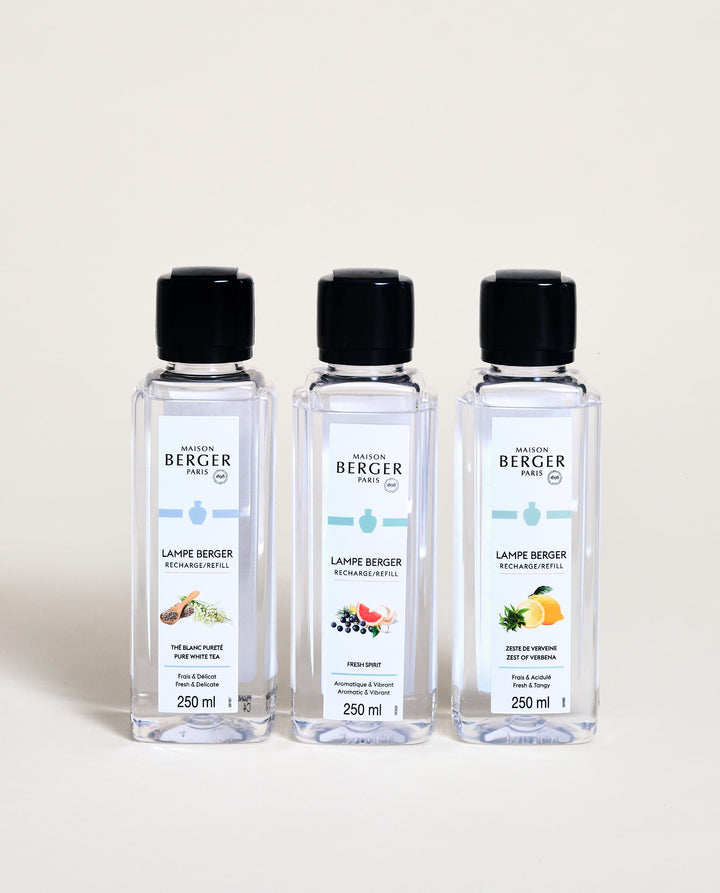 Triopack ESTIVAL - Fresh Spirit & Zitronen-Verbene & Aromatischer weißer Tee - Lampe Berger Refill (3 x 250 ml)