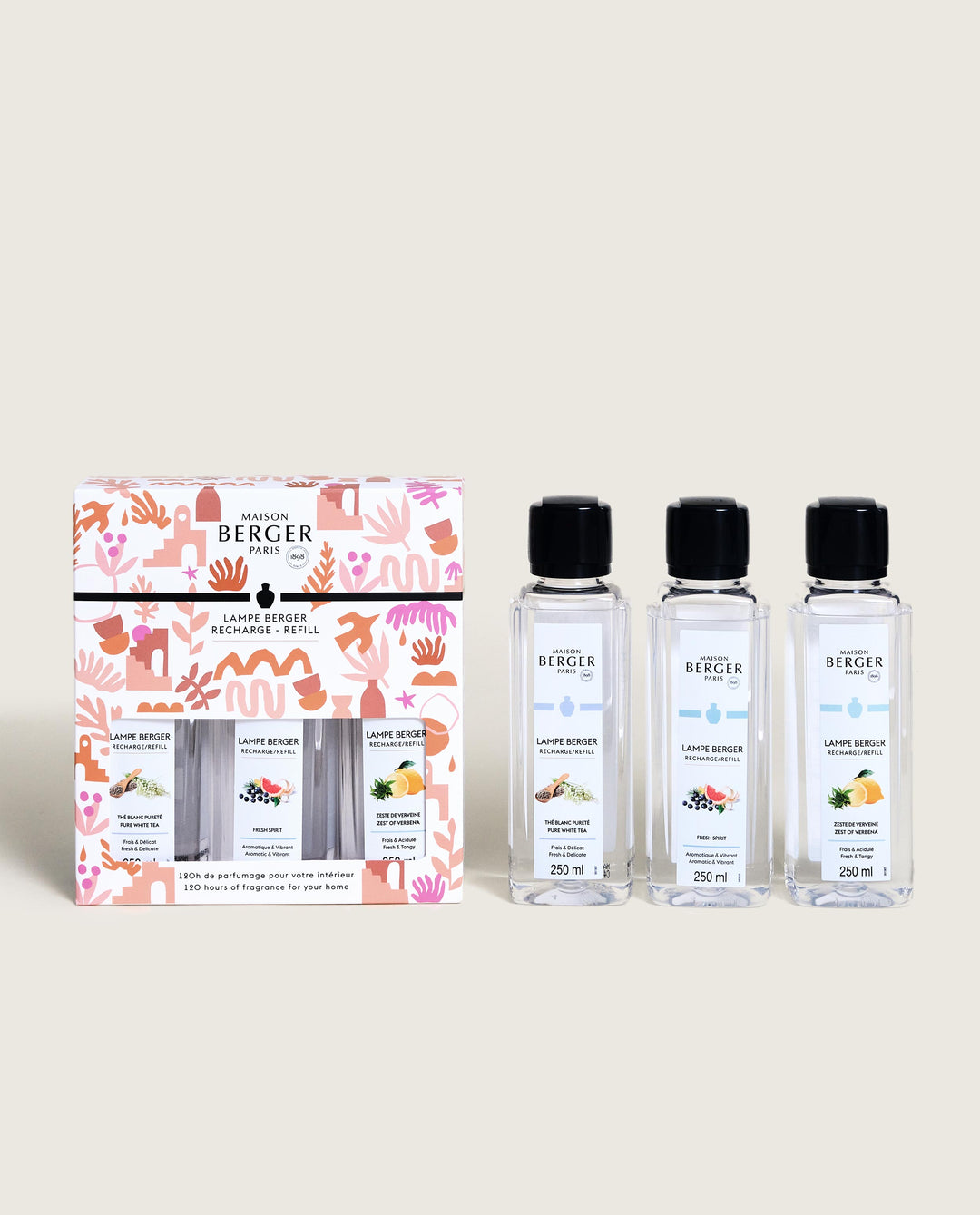 Triopack ESTIVAL - Fresh Spirit & Zitronen-Verbene & Aromatischer weißer Tee - Lampe Berger Refill (3 x 250 ml) Lampe Berger - Maison Berger offizieller Onlineshop DE - AT