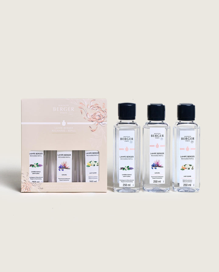 Triopack Ophelia - Florale Harmonie & Liliflora & Lady Flower - Lampe Berger Refill (3 x 250 ml)