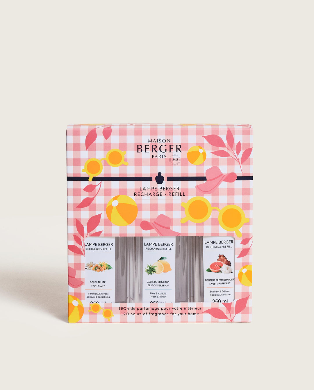 Triopack Estival - Sonnige Früchte & Strahlende Pampelmuse & Zitronen-Verbene - Lampe Berger Refill (3 x 250 ml)